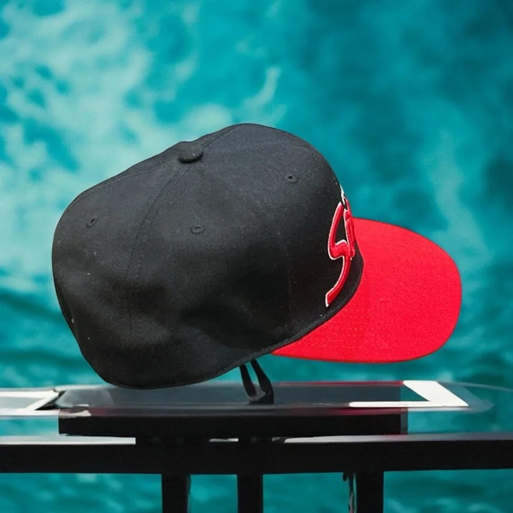 Philadelphia 76ers Mitchell & Ness Black and Red 8 Flatbill Fitted Cap
